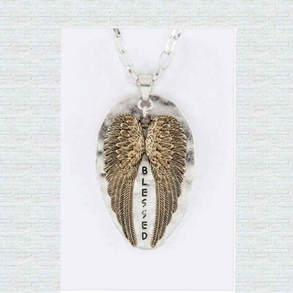 Jewelry - BLESSED Tag & Wings Charm Necklace